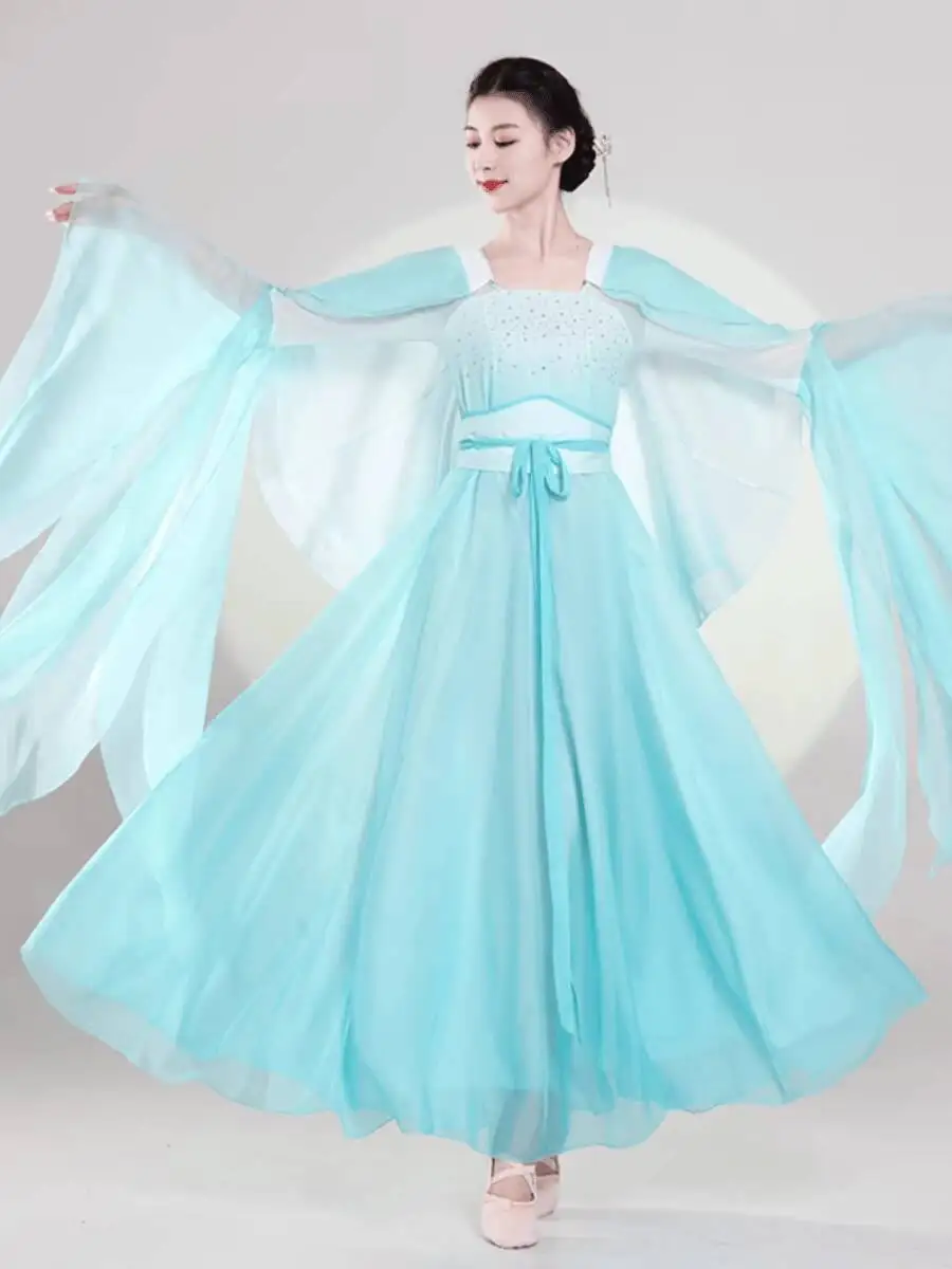 Hanfu Style Dance Dress With Wide Water Sleeves Elegant Chinese Style Classical Dance Performance Costume For Women
Hanfu Style Dance Dress With Wide Water Sleeves Elegant Chinese Style Classical Dance Performance Costume For Women