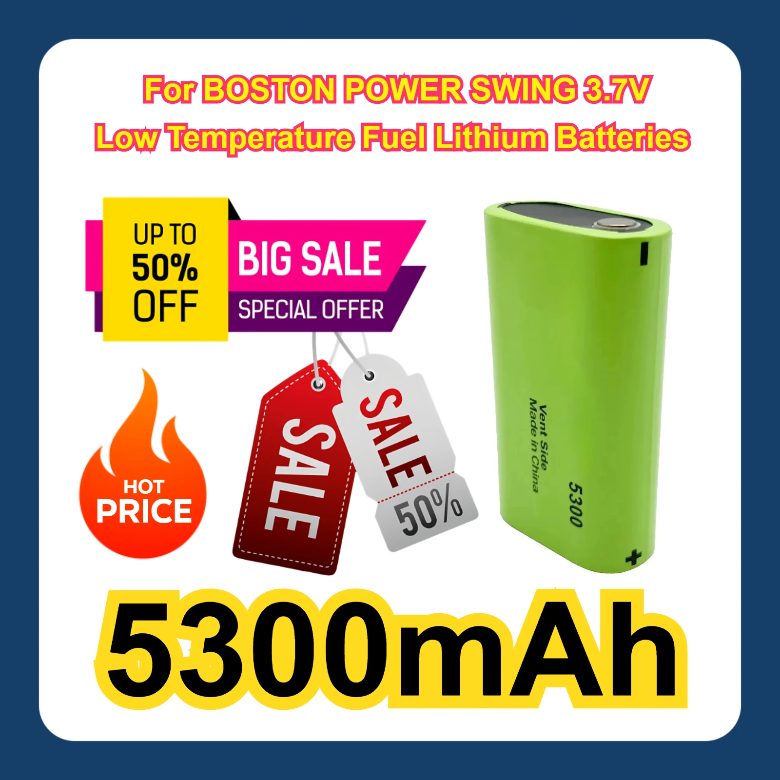 5300mAh For BOSTON POWER SWING 3.7V Low Temperature Fuel Lithium Batteries Cell 13A Discharge Battery
5300mAh For BOSTON POWER SWING 3.7V Low Temperature Fuel Lithium Batteries Cell 13A Discharge Battery