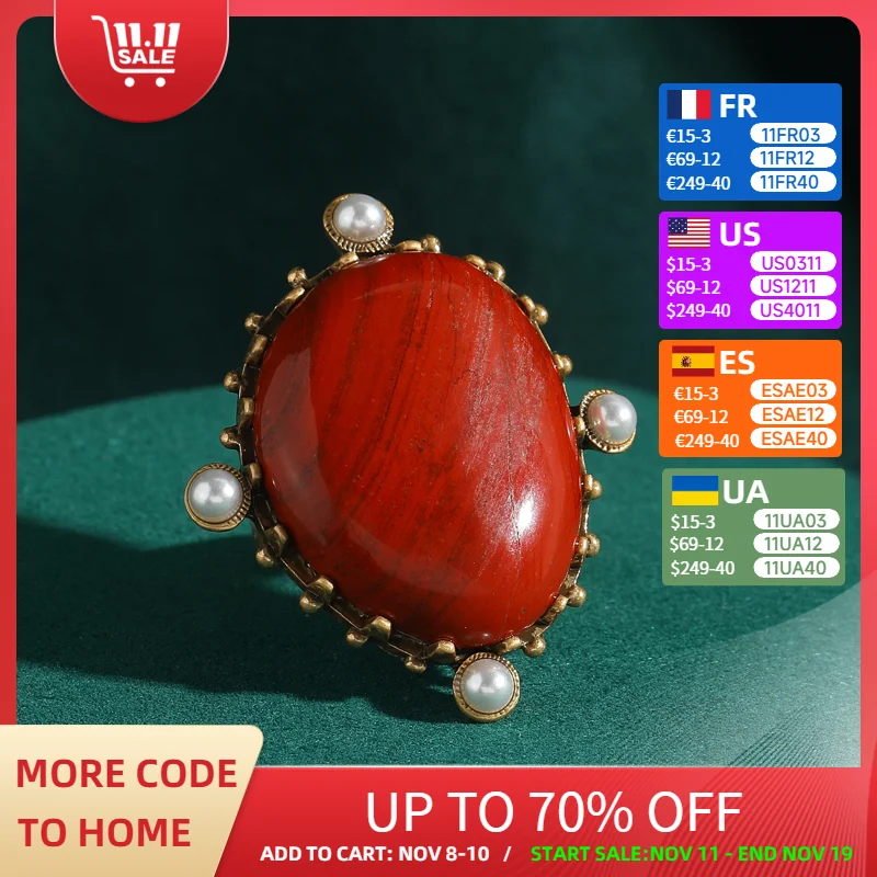 Vintage Oval Natural Stone Red Rings Retro Outfits Coral Pearls Wedding Bride Party Antique Jewelry Finger Accessories For Women
Vintage Oval Natural Stone Red Rings Retro Outfits Coral Pearls Wedding Bride Party Antique Jewelry Finger Accessories For Women