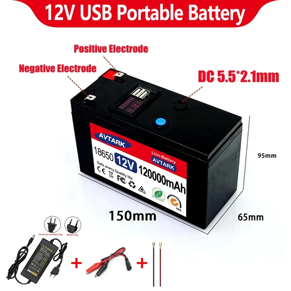 2024 Upgraded LiFePO4 Lithium Battery 12V 120Ah Portable Rechargeable Battery Built-in 5V 2.1A Usb Power Display Port Charging
2024 Upgraded LiFePO4 Lithium Battery 12V 120Ah Portable Rechargeable Battery Built-in 5V 2.1A Usb Power Display Port Charging