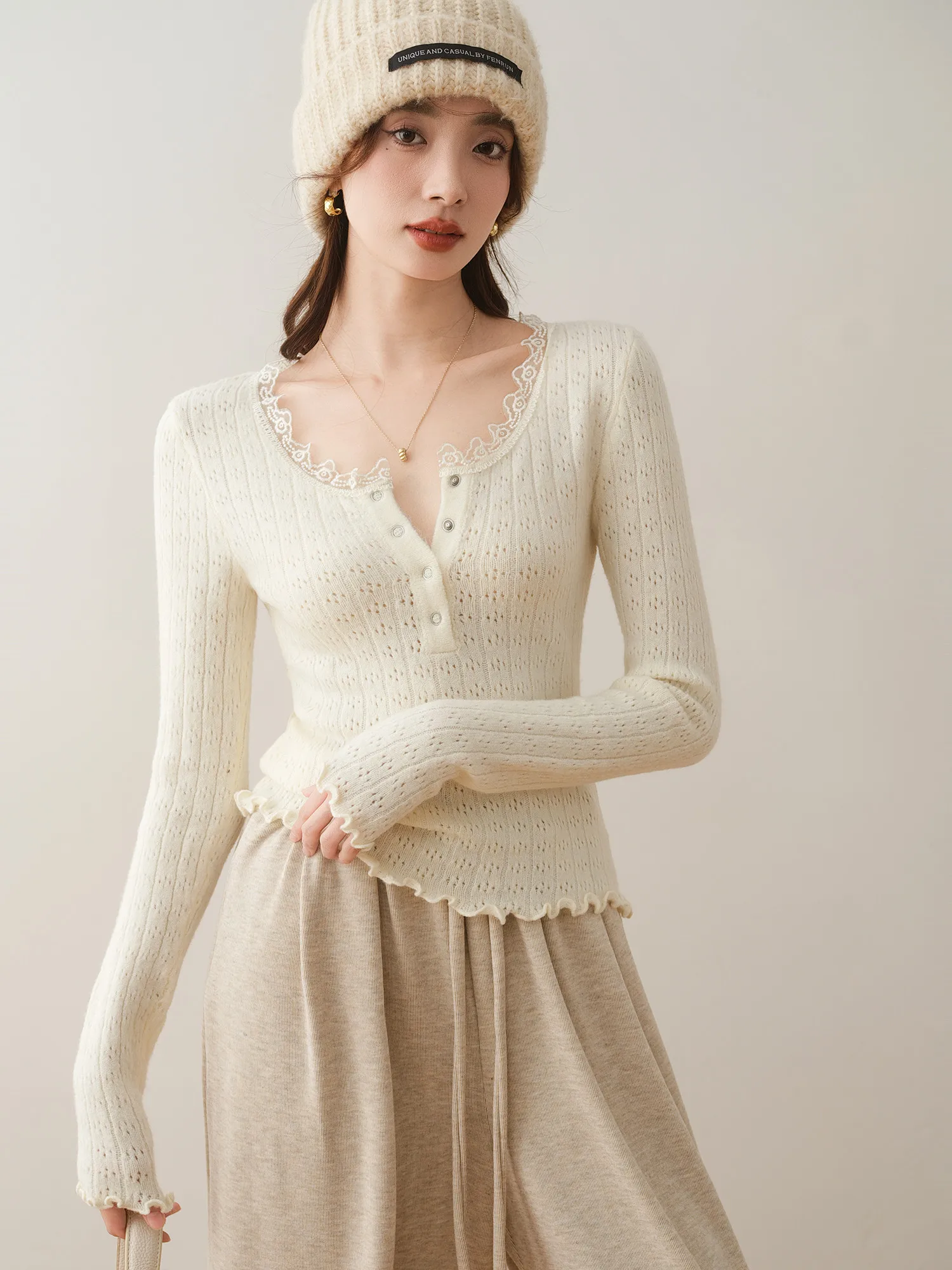 Ronron Slim Fit Knitted Lace Patchwork round Ne Top Beautiful Design Autumn Winter New Sle Women's Faion Ele Commut...
Ronron Slim Fit Knitted Lace Patchwork round Ne Top Beautiful Design Autumn Winter New Sle Women's Faion Ele Commut...