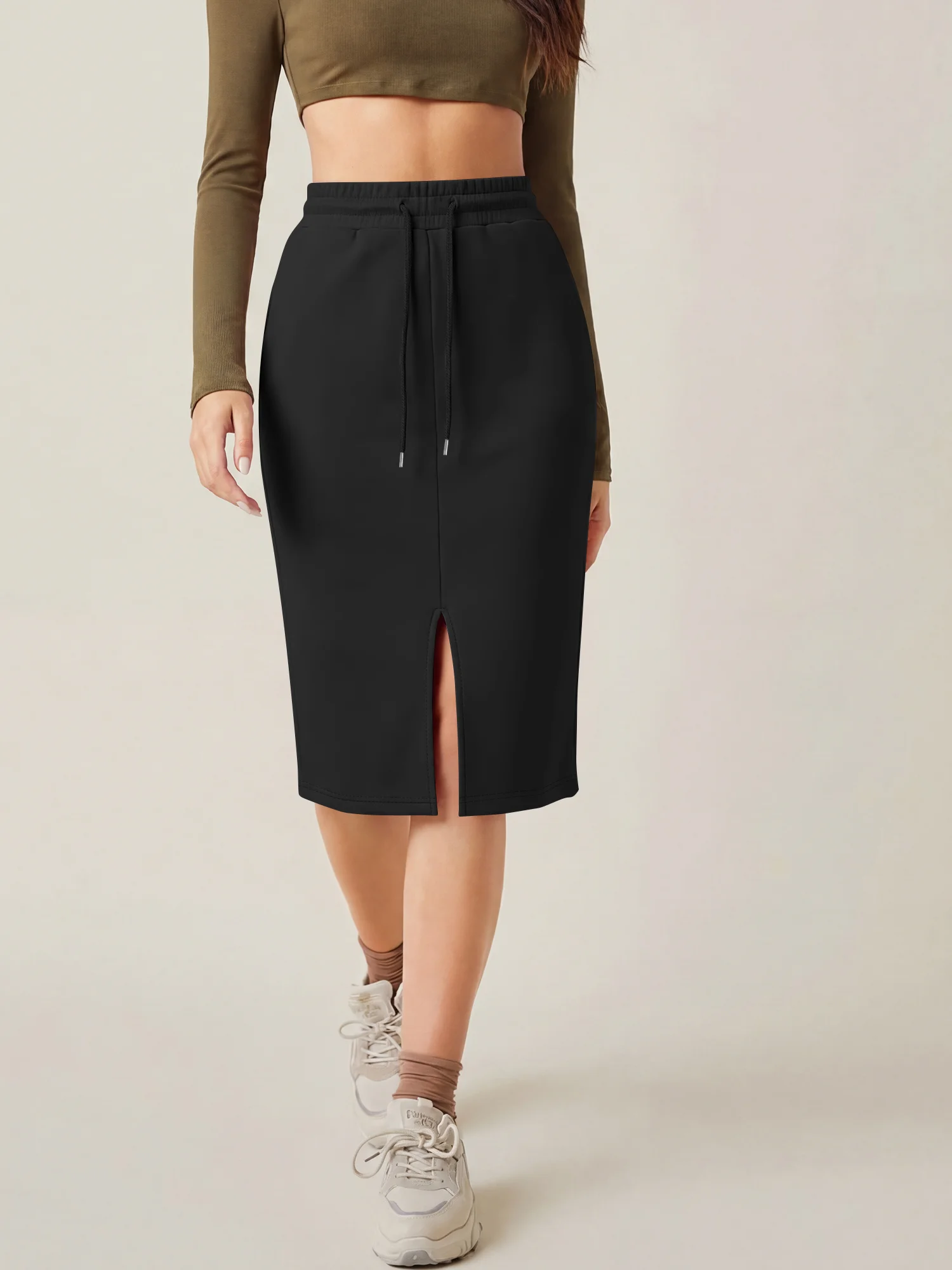 2026 Hot Sale Women Midi Skirt Elastic Drawstring Waist Front Slit Trendy Loose Sweat Skirt Streetwear
2026 Hot Sale Women Midi Skirt Elastic Drawstring Waist Front Slit Trendy Loose Sweat Skirt Streetwear