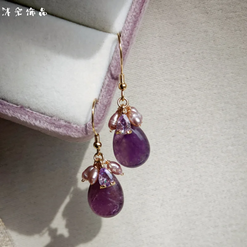 Freshwater Pearl Copper Ear Hook Water Drop Amethyst Stone Tassel Retro Pastoral Style Ear Hook Earrings Boho Earrings Vintage
Freshwater Pearl Copper Ear Hook Water Drop Amethyst Stone Tassel Retro Pastoral Style Ear Hook Earrings Boho Earrings Vintage