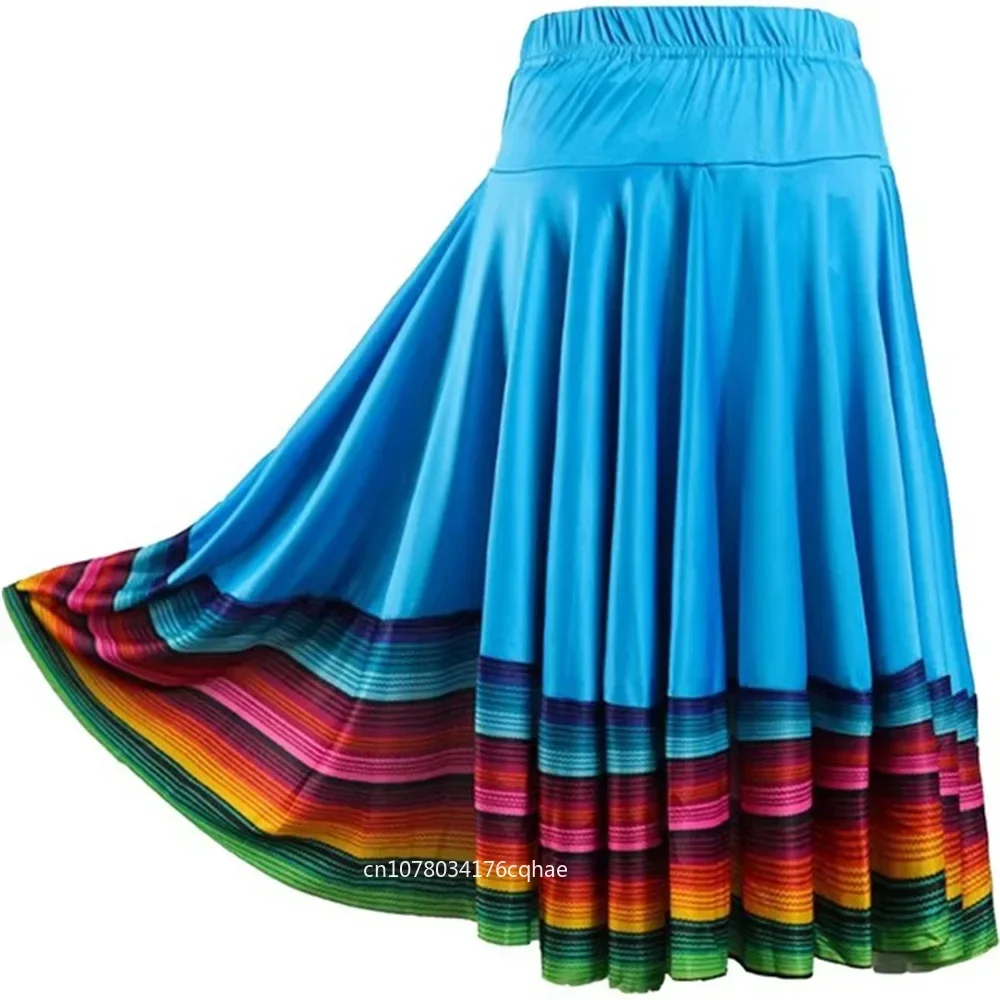 Womens Folklorico Dance Skirt Spanish Flamenco Colorful Big Swing Long Skirts Mexican Folk Dance Performance Costume 55-87CM
Womens Folklorico Dance Skirt Spanish Flamenco Colorful Big Swing Long Skirts Mexican Folk Dance Performance Costume 55-87CM