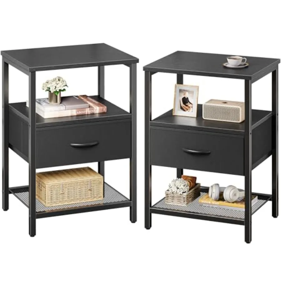Set of 2 Nightstands with Fabric Drawer and Mesh Shelf Metal Frame Open Shelf Storage Black Bedroom Side Table
Set of 2 Nightstands with Fabric Drawer and Mesh Shelf Metal Frame Open Shelf Storage Black Bedroom Side Table