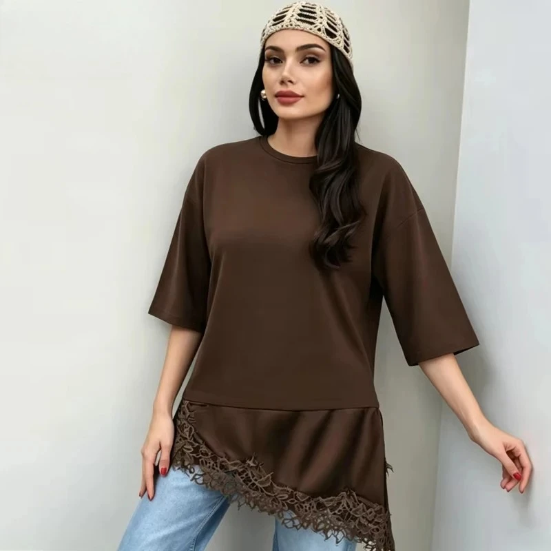 ZOCI Lace Women's T-shirts Asymmetric Polo Tops for Woman Half Sleeve Oversized T-Shirt Woman Summer Casual Tank Tops Women
ZOCI Lace Women's T-shirts Asymmetric Polo Tops for Woman Half Sleeve Oversized T-Shirt Woman Summer Casual Tank Tops Women