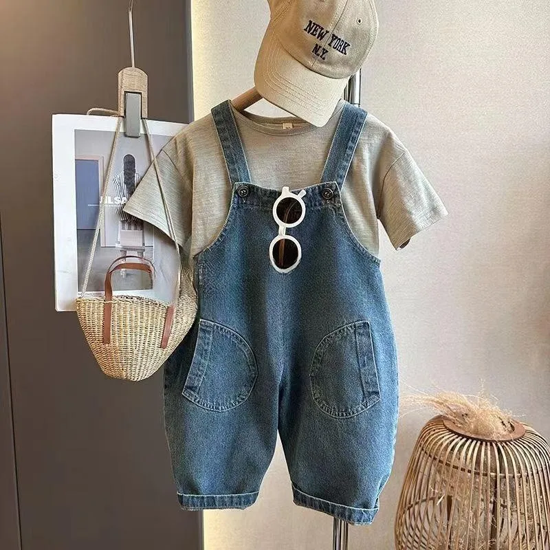 Boys and Girls' Strap Pants Set 2023 Spring/Summer/Autumn New Baby Clothing Set Children's Jeans Set Korean
Boys and Girls' Strap Pants Set 2023 Spring/Summer/Autumn New Baby Clothing Set Children's Jeans Set Korean