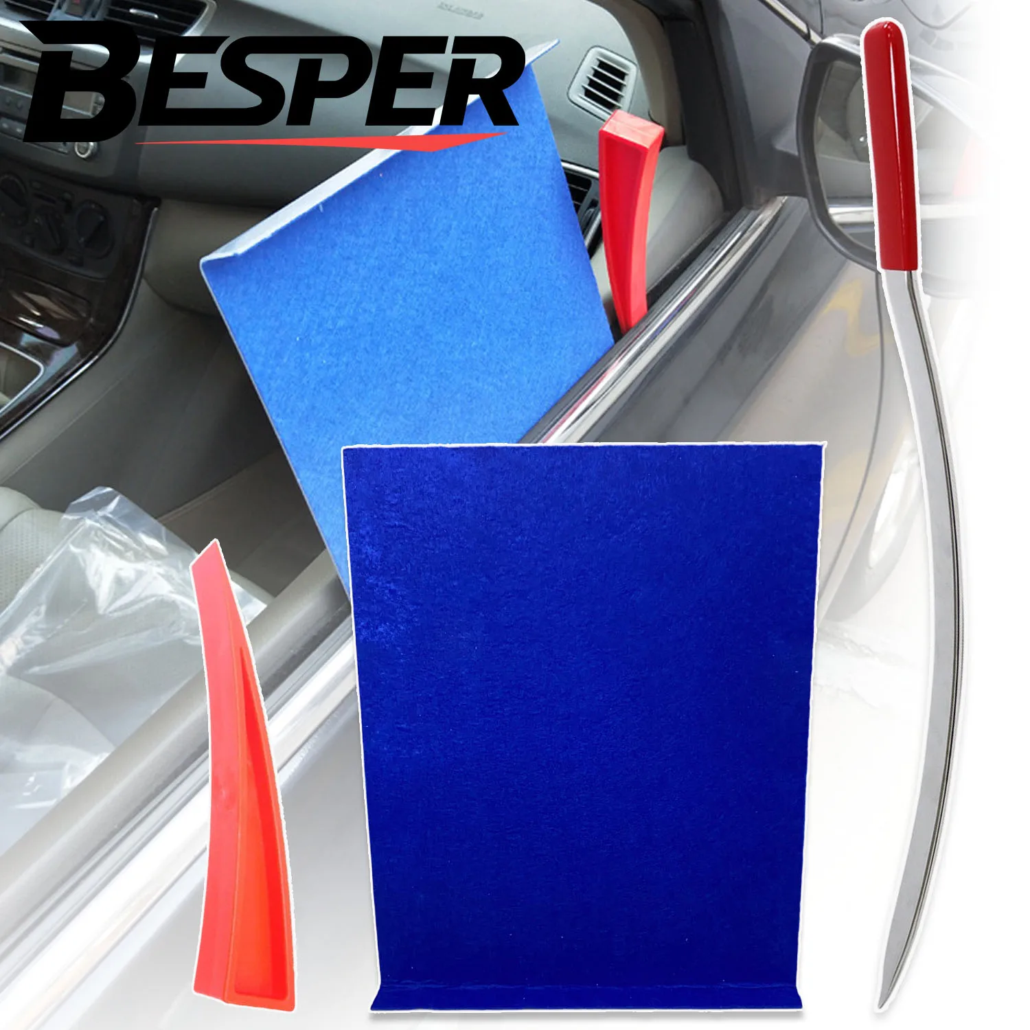 Car dent Big Curved Rod Crowbar Hook Rods Paintless Dent Repair Tools Window Guard Protect Car Pump Wedge Set Kit