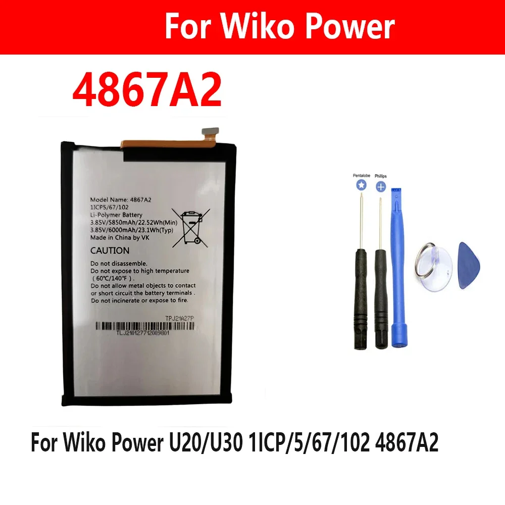 6000mAh 4867A2 Batttery For Wiko Power U20/U30 1ICP/5/67/102 4867A2 Mobile Phone Batteries
6000mAh 4867A2 Batttery For Wiko Power U20/U30 1ICP/5/67/102 4867A2 Mobile Phone Batteries