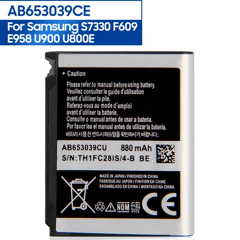 Сменный аккумулятор AB653039CU для телефона Samsung S7330 F609 E958 U900 U800E AB653039CC AB653039CE AB653039CA 880 мАч
Сменный аккумулятор AB653039CU для телефона Samsung S7330 F609 E958 U900 U800E AB653039CC AB653039CE AB653039CA 880 мАч