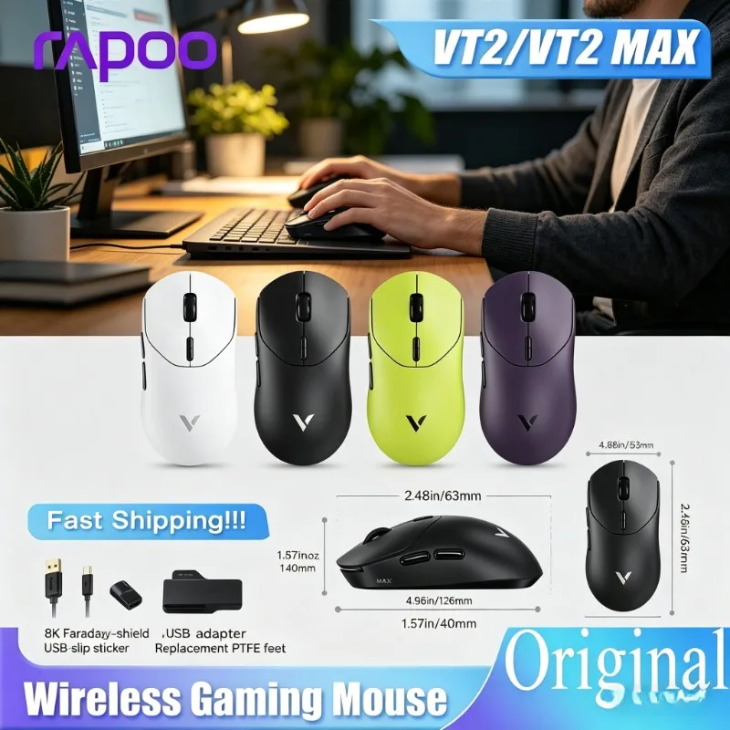 8K Polling Rate Rapoo VT2 MAX Wireless E-sports Gaming Mouse 53g Lightweight Optical Sensor for Gamers
8K Polling Rate Rapoo VT2 MAX Wireless E-sports Gaming Mouse 53g Lightweight Optical Sensor for Gamers