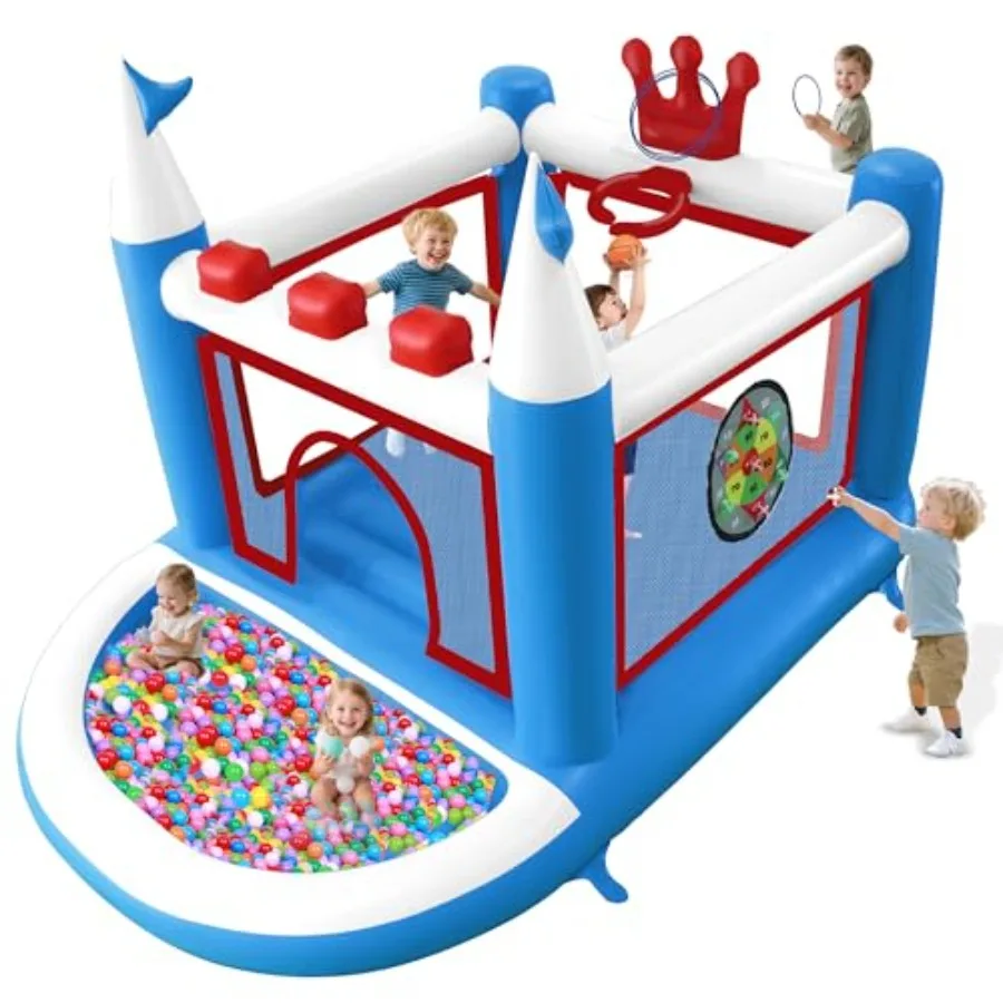 Bounce House с баскетбольным кольцом Target Game и Ring Toss Game ПВХ Jumping Castle с электрическим воздушным насосом 98x70x65
Bounce House с баскетбольным кольцом Target Game и Ring Toss Game ПВХ Jumping Castle с электрическим воздушным насосом 98x70x65