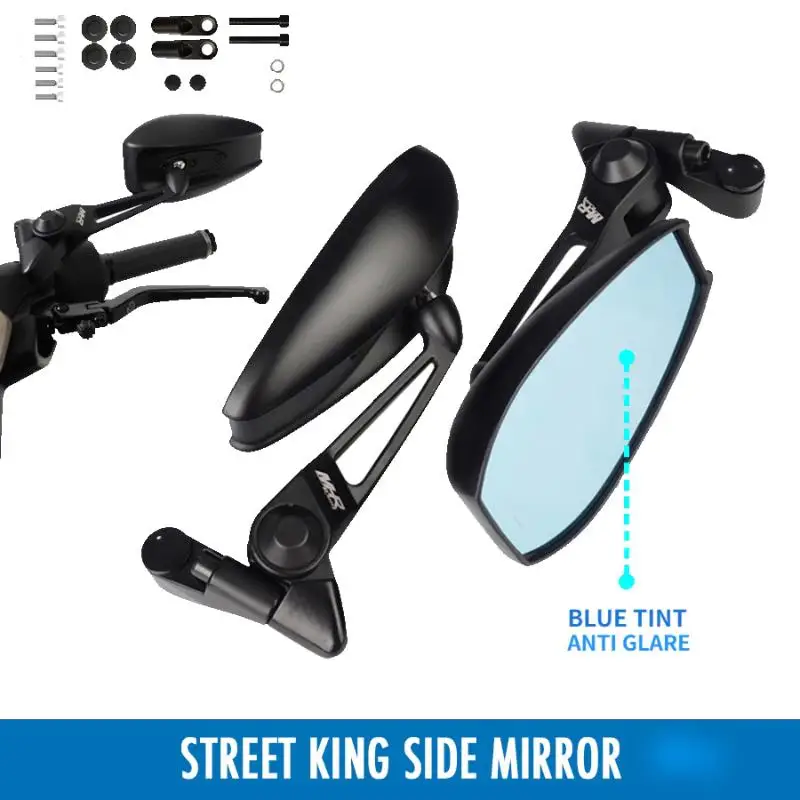 Motorcycle Side Mirror Street King Anti Glare Adjustable Blue Lens Rearview Mirror Anti-glare 360° Adjustable 1Pair
Motorcycle Side Mirror Street King Anti Glare Adjustable Blue Lens Rearview Mirror Anti-glare 360° Adjustable 1Pair
