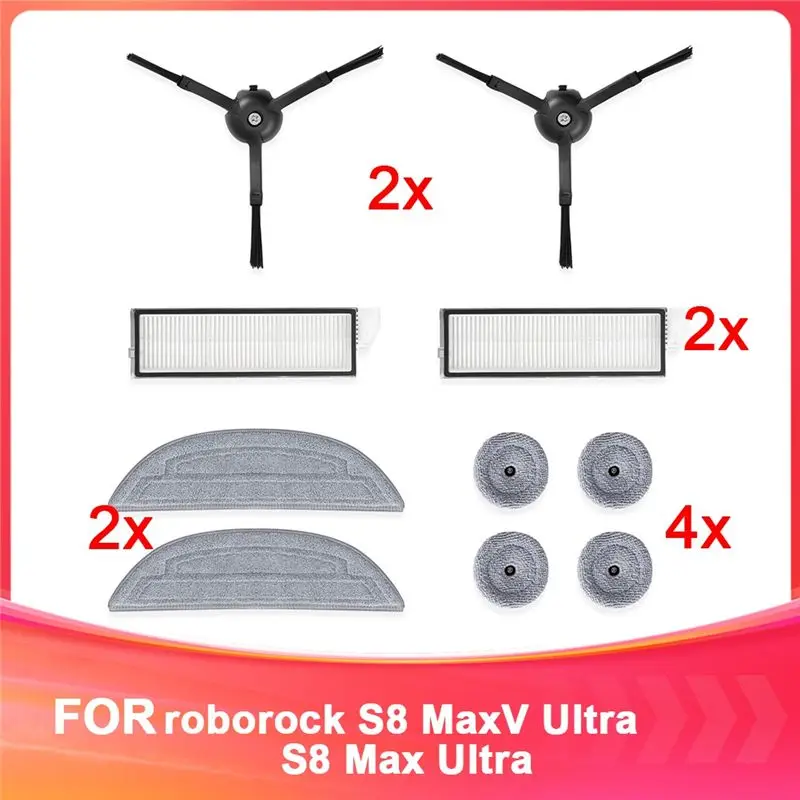 AT21-Accessory Kit For Roborock S8 Maxv Ultra & S8 Max Ultra: Side Brushes, Filters, Mop Cloths
AT21-Accessory Kit For Roborock S8 Maxv Ultra & S8 Max Ultra: Side Brushes, Filters, Mop Cloths