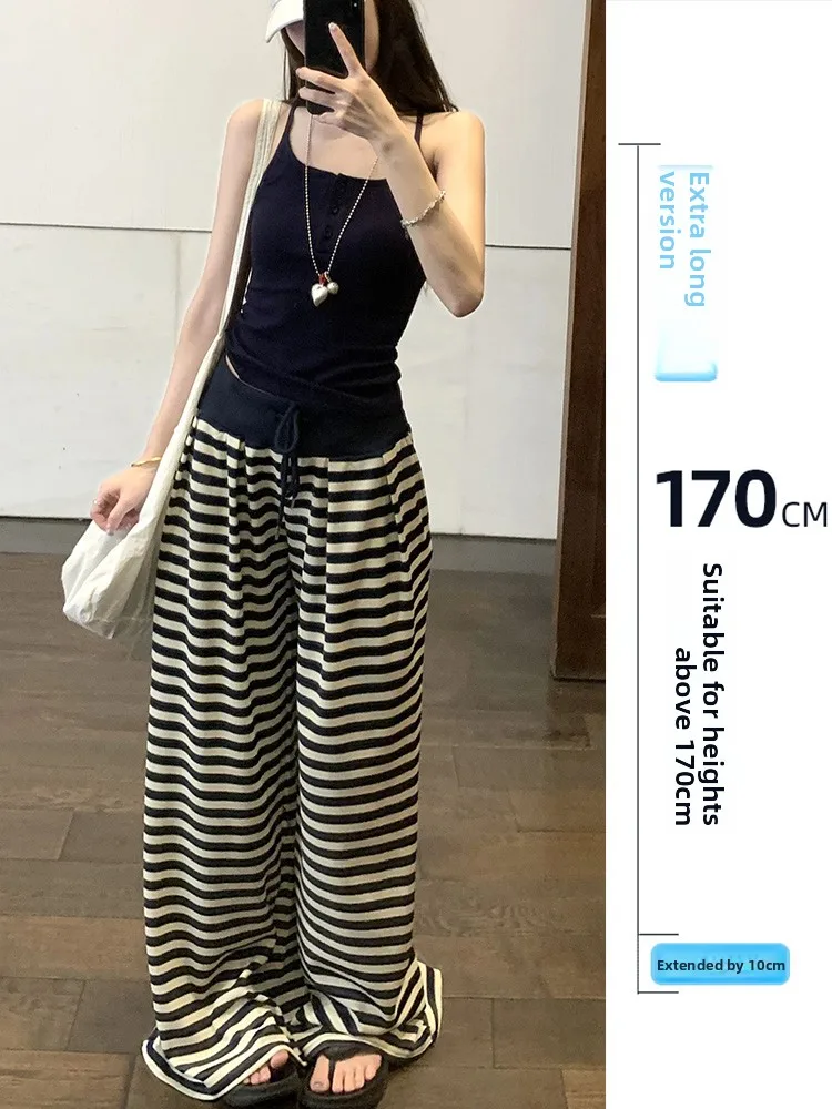 High Waist Wide Leg Pants with Dstring Casual Floor Length Women's Spring Autumn American Retro Striped Loose Fit Trousers
High Waist Wide Leg Pants with Dstring Casual Floor Length Women's Spring Autumn American Retro Striped Loose Fit Trousers