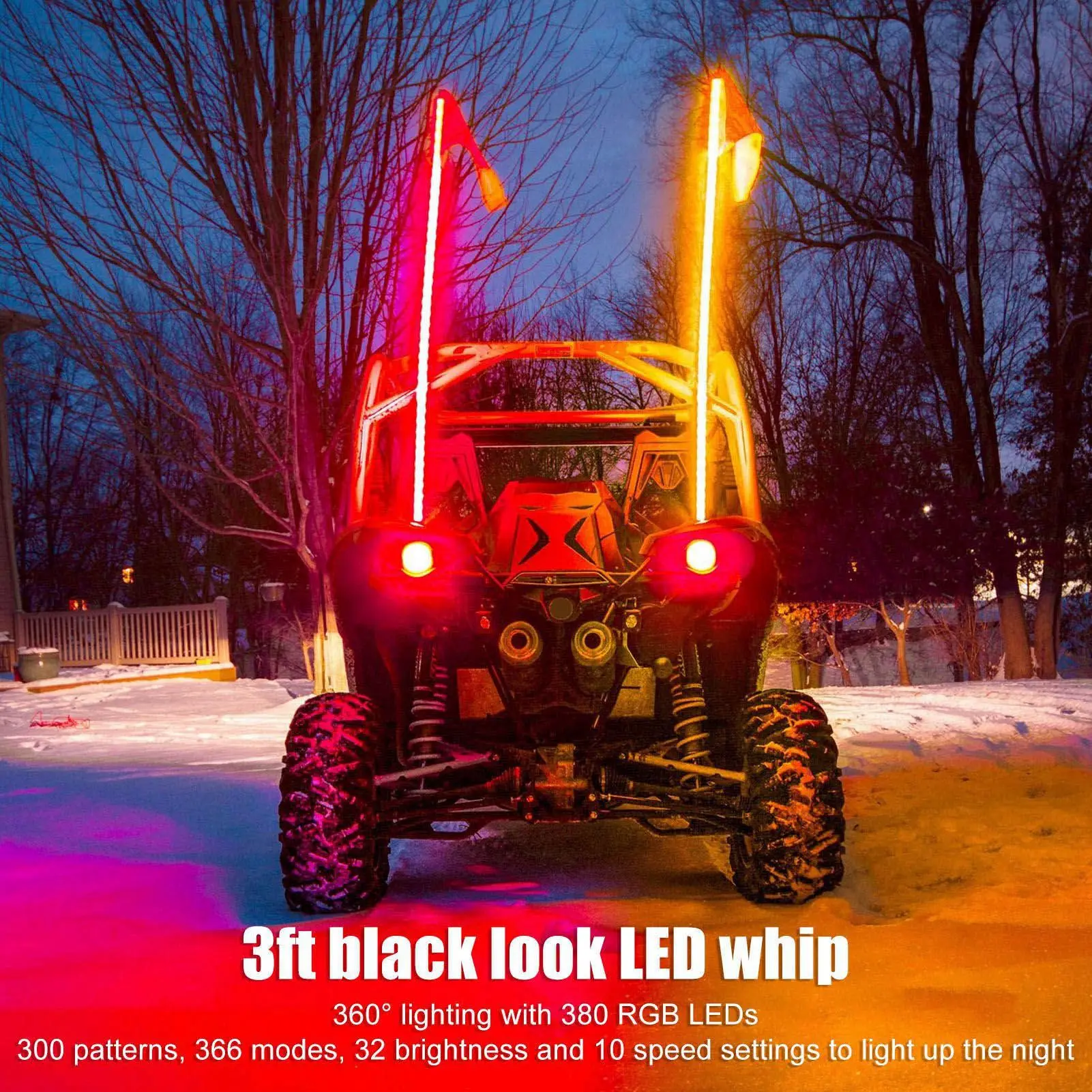 Lighted Antenna LED Whip RGB LED Whip Light with Flag APP Control 300 Patterns 366 Modes 12V for UTV ATV Off Road Vehicle Boat
Lighted Antenna LED Whip RGB LED Whip Light with Flag APP Control 300 Patterns 366 Modes 12V for UTV ATV Off Road Vehicle Boat