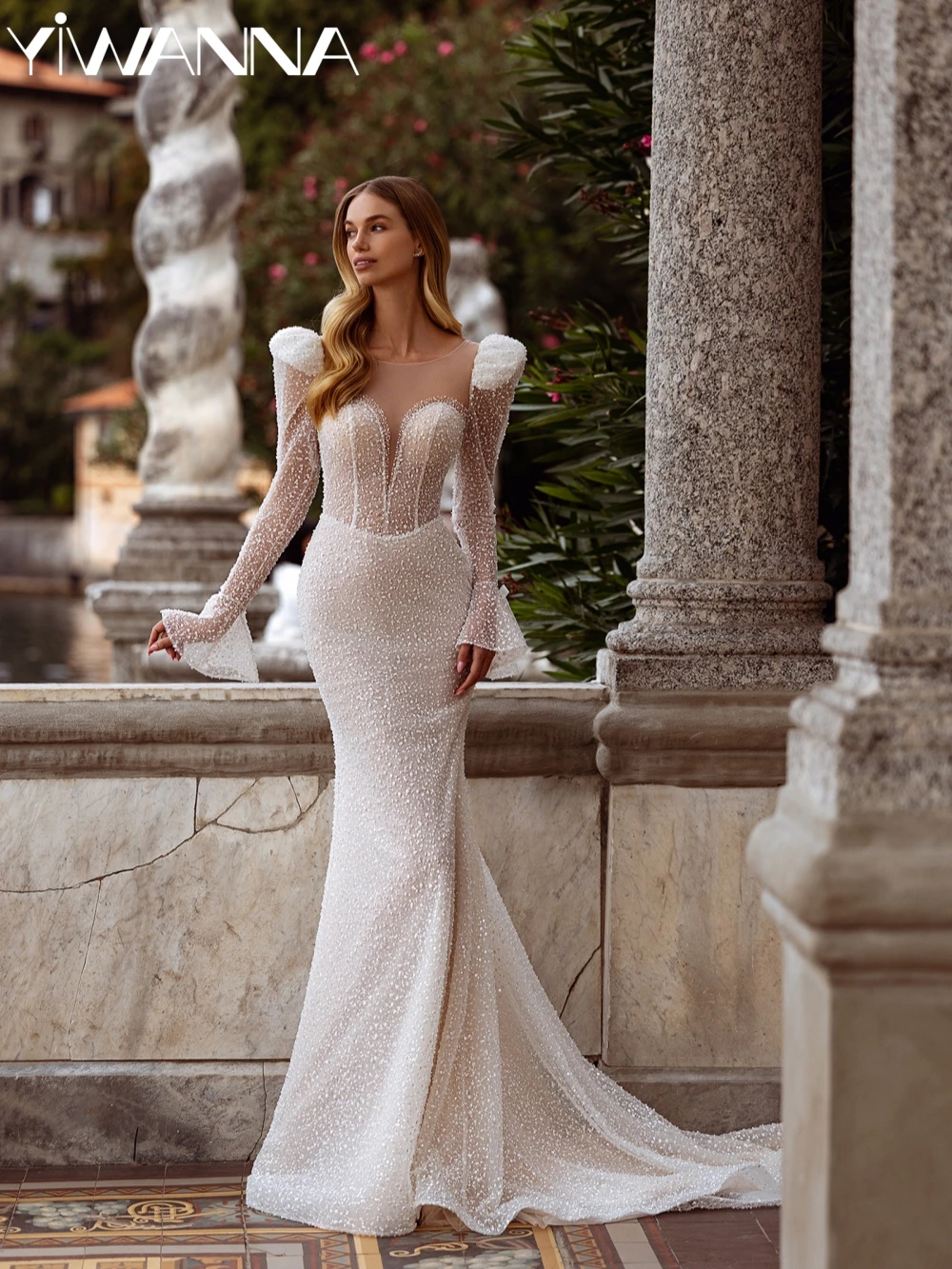 Glitter Pearls Lace Mermaid Wedding Dress Elegant Oneck Long Sleeve Bridal Gown Customized Sexy Backless Dresses For Bride
Glitter Pearls Lace Mermaid Wedding Dress Elegant Oneck Long Sleeve Bridal Gown Customized Sexy Backless Dresses For Bride