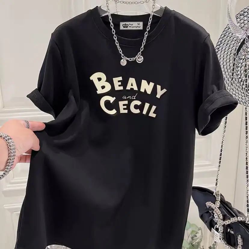 Women T-shirt Tunic Summer Pure Cotton Casual Loose Pullovers Chic Letter Printed O-neck Fashion Vintage Summer Top Tees
Women T-shirt Tunic Summer Pure Cotton Casual Loose Pullovers Chic Letter Printed O-neck Fashion Vintage Summer Top Tees