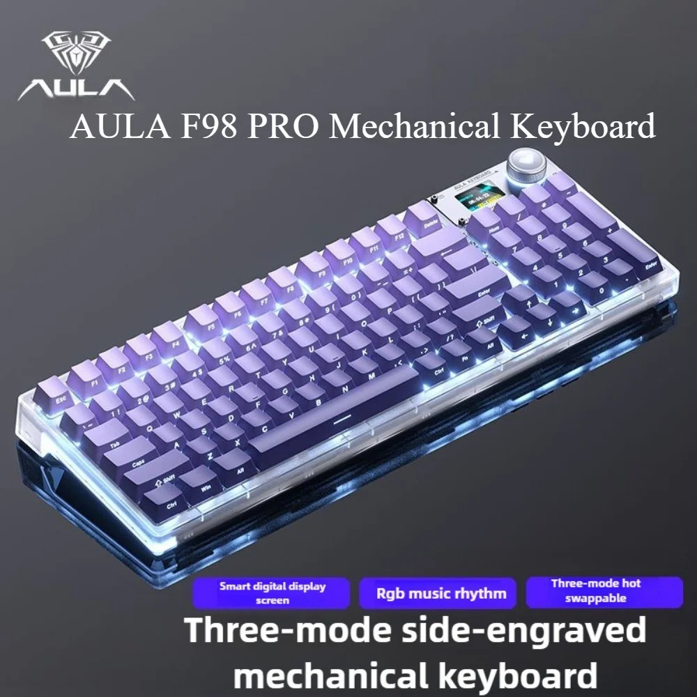 AULA F98 Pro Механическая клавиатура беспроводной/Bluetooth с ручкой дисплея RGB с возможностью горячей замены Индивидуальные офисные клавиатуры для Mac/Win
AULA F98 Pro Механическая клавиатура беспроводной/Bluetooth с ручкой дисплея RGB с возможностью горячей замены Индивидуальные офисные клавиатуры для Mac/Win