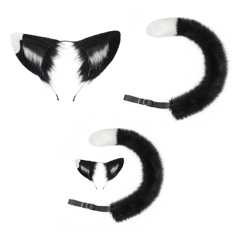 652F Foxes Ear Headband with Tail Foxes Cats Ears and Tail Set Halloween Cosplay Party Cats Costume Accessories Kid Adult
652F Foxes Ear Headband with Tail Foxes Cats Ears and Tail Set Halloween Cosplay Party Cats Costume Accessories Kid Adult