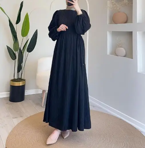 2025 Women's Autumn Muslim Round Neck Lantern Sleeve Robe Elegant and Comfortable Dress 
2025 Women's Autumn Muslim Round Neck Lantern Sleeve Robe Elegant and Comfortable Dress