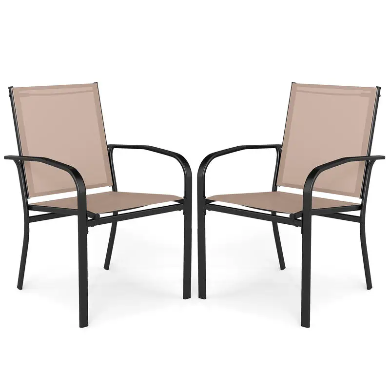 Outdoor Dining Chairs Set of 2 with High Back and Metal Frame-Coffee
Outdoor Dining Chairs Set of 2 with High Back and Metal Frame-Coffee