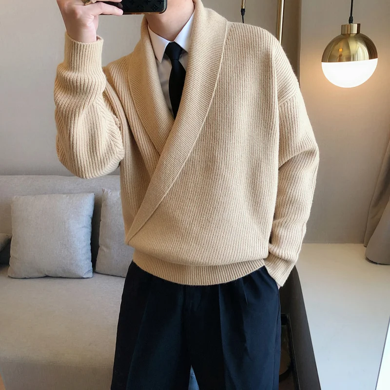 Mens Sweaters Autumn Winter Fashion Big V-neck Hangs Personality Knitted Sweater Men's Casual Loose Pullovers Male Coat
Mens Sweaters Autumn Winter Fashion Big V-neck Hangs Personality Knitted Sweater Men's Casual Loose Pullovers Male Coat