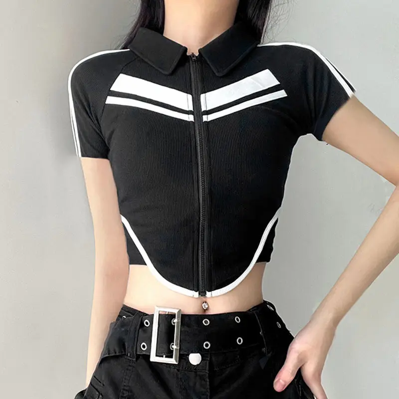 T Shirt Zipper Patchwork Cropped Casual Slim Short Sleeve Tees Sexy Women 2024 Summer Fashion Streetwear Short Top
T Shirt Zipper Patchwork Cropped Casual Slim Short Sleeve Tees Sexy Women 2024 Summer Fashion Streetwear Short Top