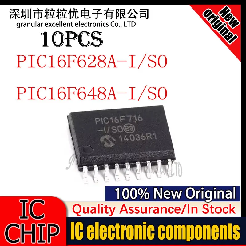 10PCS 100% New Original PIC16F628A-I/SO PIC16F648A-I/SO PIC16F628A PIC16F648A SOP-18 Spot goods Quality assurance Chip
10PCS 100% New Original PIC16F628A-I/SO PIC16F648A-I/SO PIC16F628A PIC16F648A SOP-18 Spot goods Quality assurance Chip