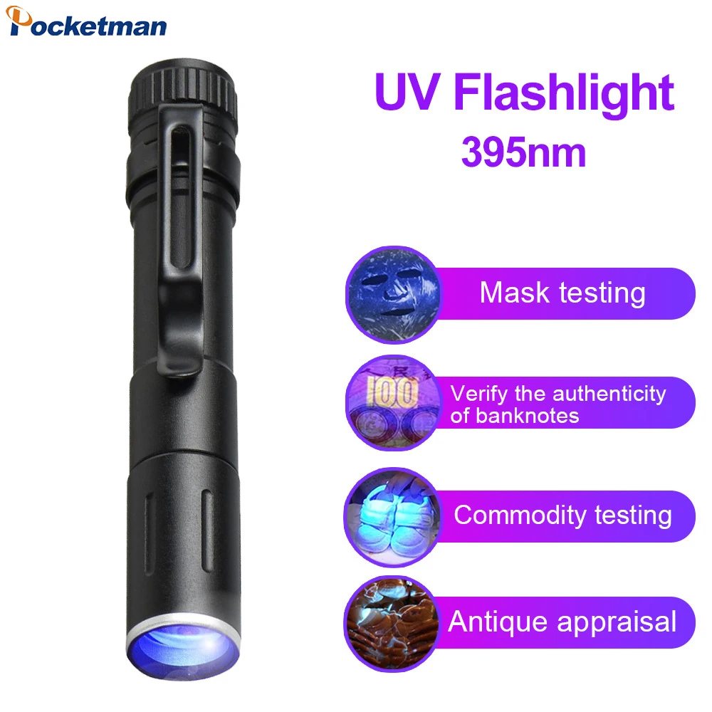 Portable Mini UV Flashlight Zoomable Ultraviolet Black Light Samll Hand Torch with Clip Waterproof Pocket Medical Pen Light
Portable Mini UV Flashlight Zoomable Ultraviolet Black Light Samll Hand Torch with Clip Waterproof Pocket Medical Pen Light