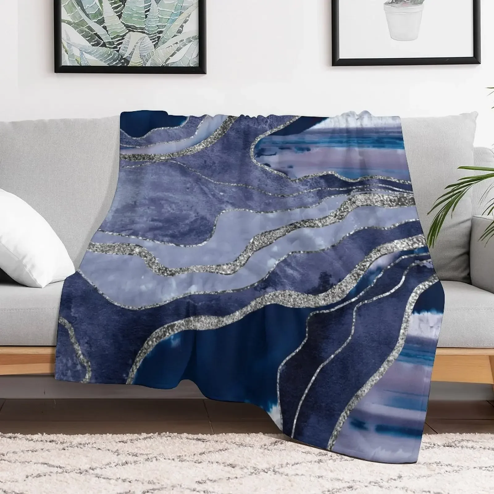 Blue Marble Agate Silver Glam #1 (Photo of Glitter Only - Not Reflective) Throw Blanket Custom Decorative Sofa Blankets
Blue Marble Agate Silver Glam #1 (Photo of Glitter Only - Not Reflective) Throw Blanket Custom Decorative Sofa Blankets