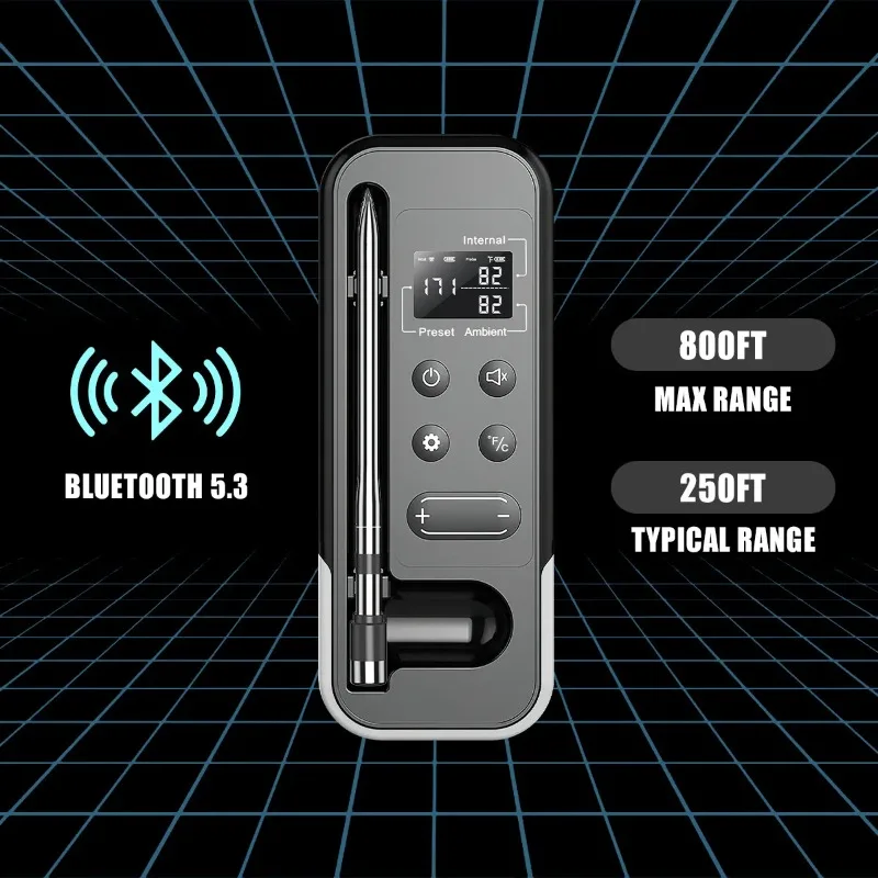 Food Temperature Monitoring Alarm Smart Bluetooth BBQ Thermometer Wireless Meat Probe Kitchen Cooking Thermometer for Grill Oven
Food Temperature Monitoring Alarm Smart Bluetooth BBQ Thermometer Wireless Meat Probe Kitchen Cooking Thermometer for Grill Oven