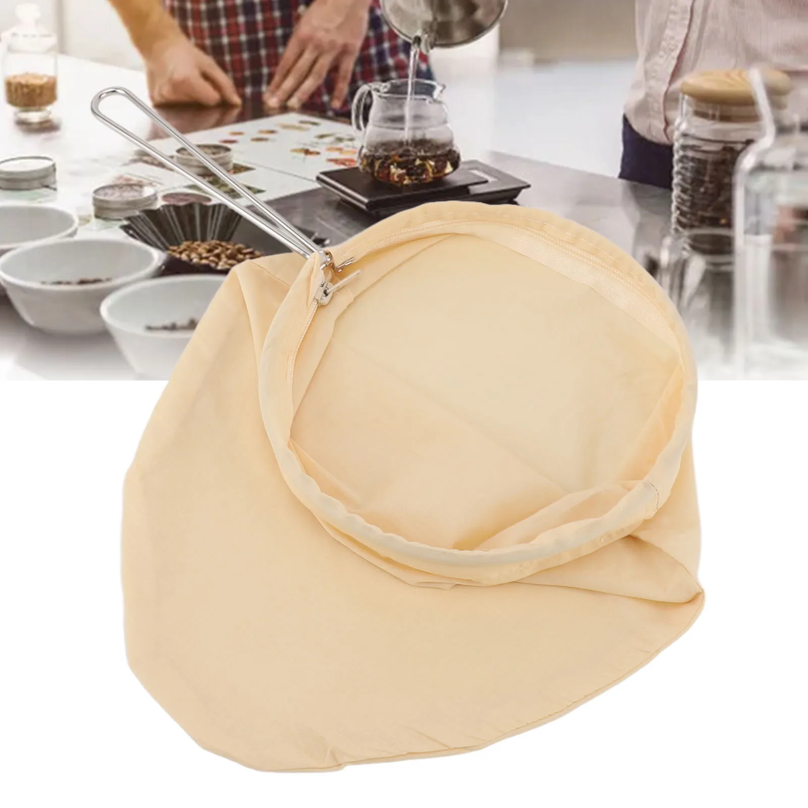 Food Strainer Bags With Stainless Steel Handle Frame Zipper Design Reusable Food Filter Bag For Nut Milk Coffee Butter
Food Strainer Bags With Stainless Steel Handle Frame Zipper Design Reusable Food Filter Bag For Nut Milk Coffee Butter