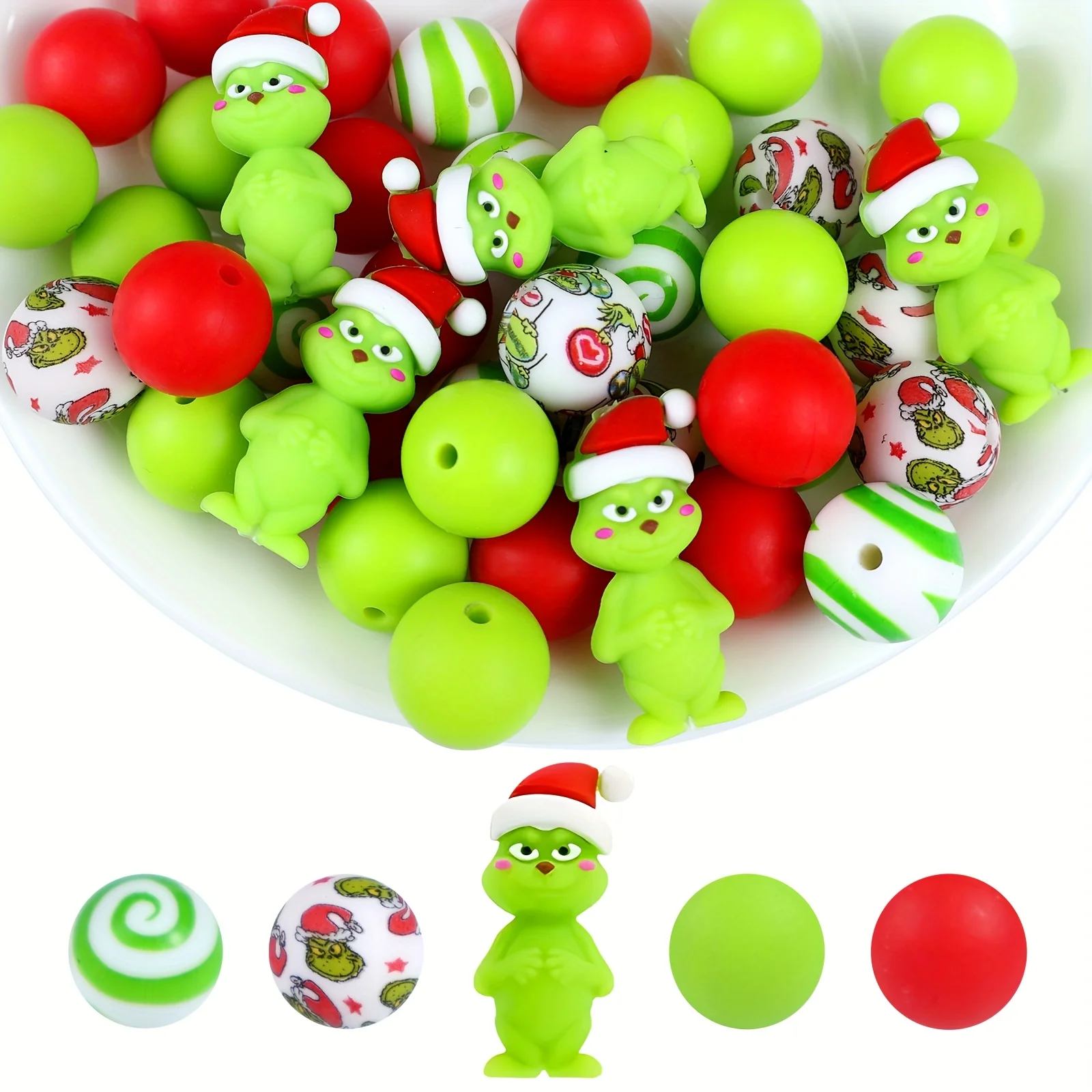 35pcs Festive Christmas-Themed 3D Stereoscopic Silicone Beads - With Santa Hats 15mm Durable Craft Beads For DIY Keychains
35pcs Festive Christmas-Themed 3D Stereoscopic Silicone Beads - With Santa Hats 15mm Durable Craft Beads For DIY Keychains