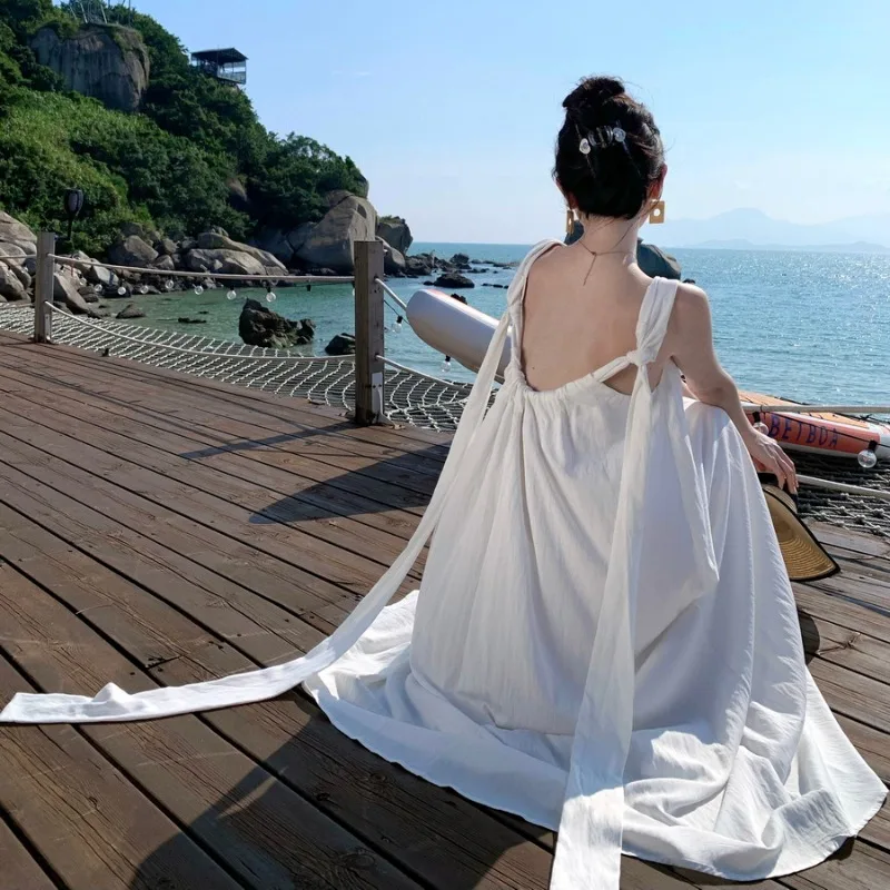 2024 New Summer Vacation Holiday Sling Dress Women White Loose O-Neck Sleeveless Robes Stylish Simple Party Long One Piece Dress
2024 New Summer Vacation Holiday Sling Dress Women White Loose O-Neck Sleeveless Robes Stylish Simple Party Long One Piece Dress