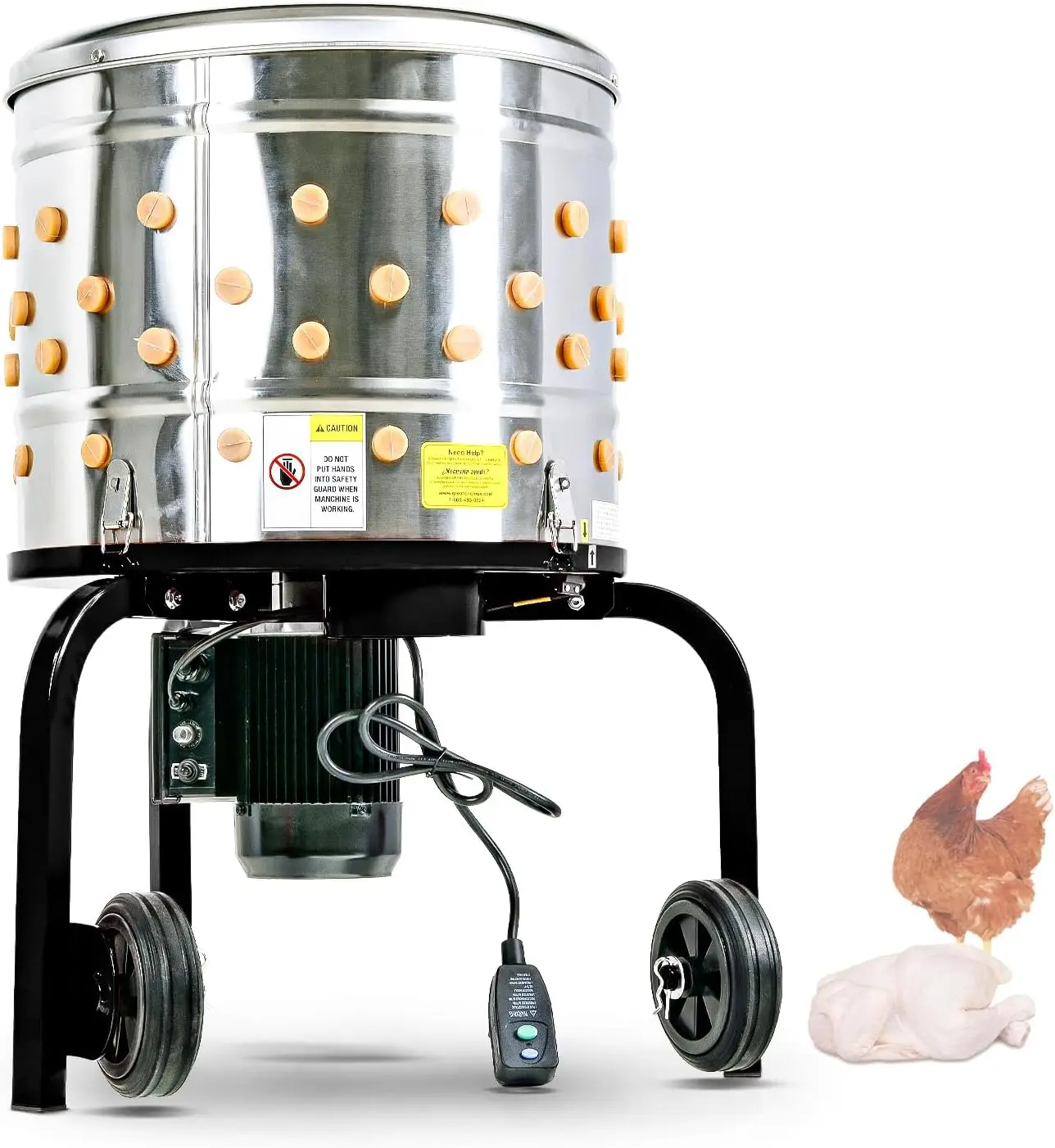 Electric Chicken Plucker Machine 1HP 120VAC - Stainless Steel Poultry Processor 92 Soft Fingers, 20" Drum,
Electric Chicken Plucker Machine 1HP 120VAC - Stainless Steel Poultry Processor 92 Soft Fingers, 20" Drum,