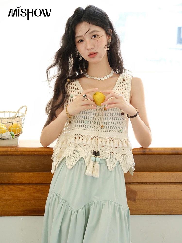 MISHOW Women's Retro Hollow Out Tassel Knit Lace Up Vest Strapless 2025 Summer New Vacation Vest Female Clothing MXE37Z1280
MISHOW Women's Retro Hollow Out Tassel Knit Lace Up Vest Strapless 2025 Summer New Vacation Vest Female Clothing MXE37Z1280