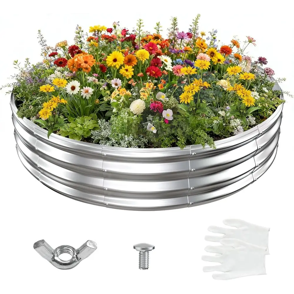 Galvanized 72 Diameter Raised Garden Bed with 0.8mm Thick, 12 Tall, Crimped Edge for Plantings (Silver)
Galvanized 72 Diameter Raised Garden Bed with 0.8mm Thick, 12 Tall, Crimped Edge for Plantings (Silver)