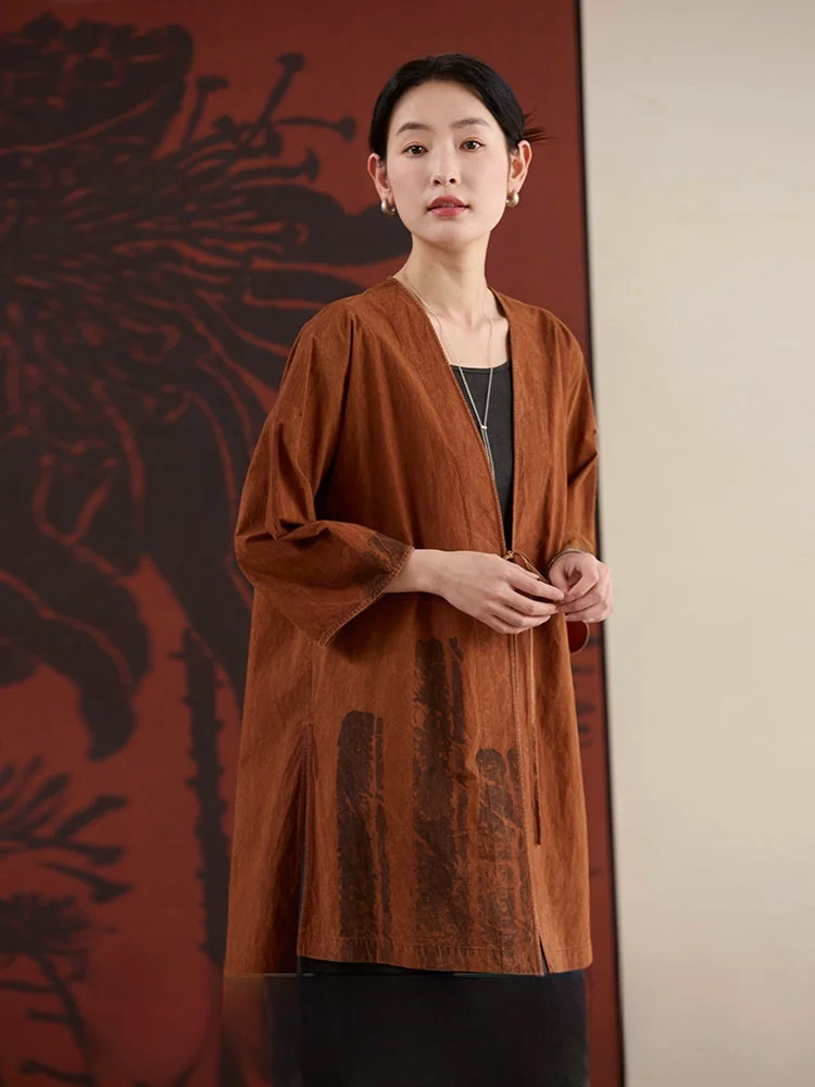 Chunfeng Original Design 00% Cotton A-Line Jaet Women's Loose Fit oulder Sve Mud Painting Outerwear Spring Season
Chunfeng Original Design 00% Cotton A-Line Jaet Women's Loose Fit oulder Sve Mud Painting Outerwear Spring Season