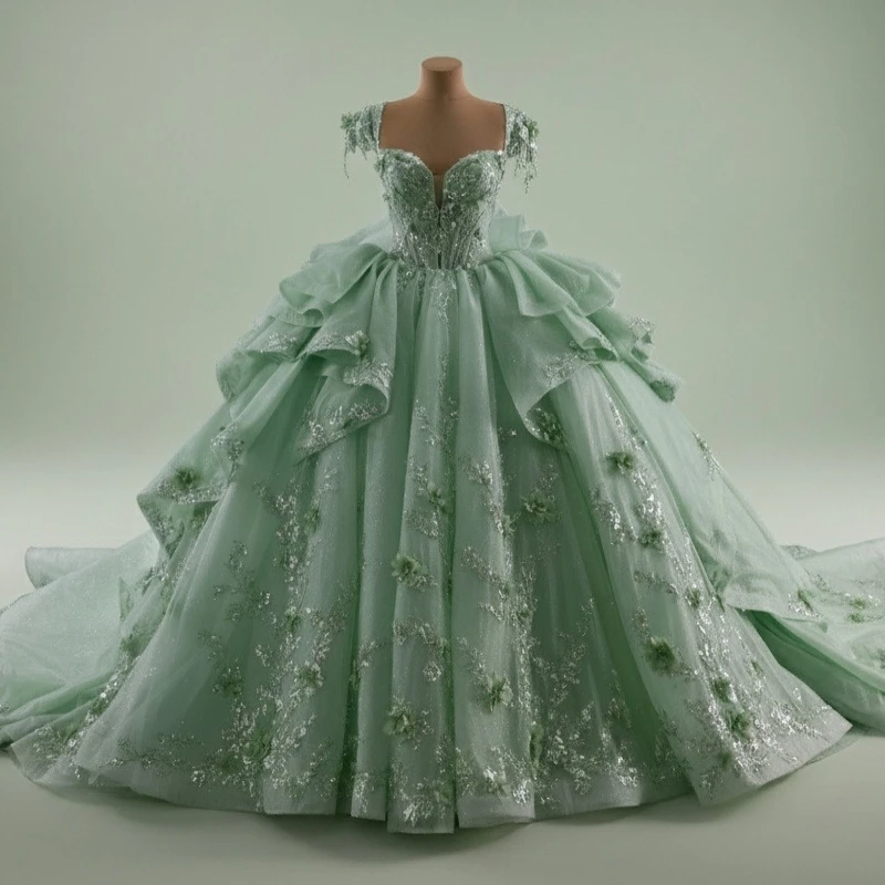 Mint Green Shiny Quinceanera Dresses Off The Shoulder Applique Flower Beads Bow Corset Party Birthday Sweet 16 Dress Vestidos 15
Mint Green Shiny Quinceanera Dresses Off The Shoulder Applique Flower Beads Bow Corset Party Birthday Sweet 16 Dress Vestidos 15