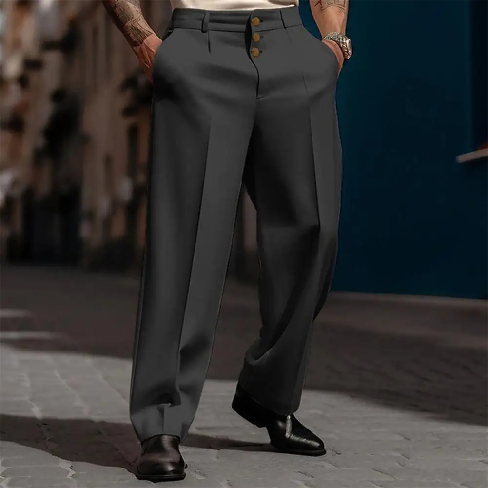 Men Formal Trousers Elegant Men's Straight Suit Pants with Soft Pockets Button Closure Formal Business Style Trousers for Office
Men Formal Trousers Elegant Men's Straight Suit Pants with Soft Pockets Button Closure Formal Business Style Trousers for Office