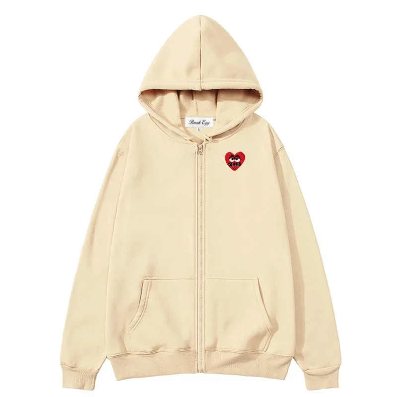 Break Egg Women Men Zipper Hoodie Polyester Cartoon Cute Snag Heart Embroidery Pocket Loose Thin Autumn Casual Sweater
Break Egg Women Men Zipper Hoodie Polyester Cartoon Cute Snag Heart Embroidery Pocket Loose Thin Autumn Casual Sweater