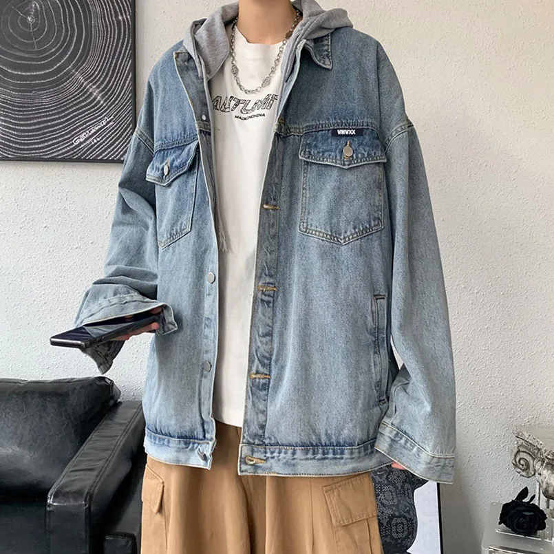 Sweat Hat Hooded Jeans Jacket Men Oversized Waistcoat Fashion Hip Hop Streetwear Korean Casual Denim Coat Nice Spring Autumn New
Sweat Hat Hooded Jeans Jacket Men Oversized Waistcoat Fashion Hip Hop Streetwear Korean Casual Denim Coat Nice Spring Autumn New