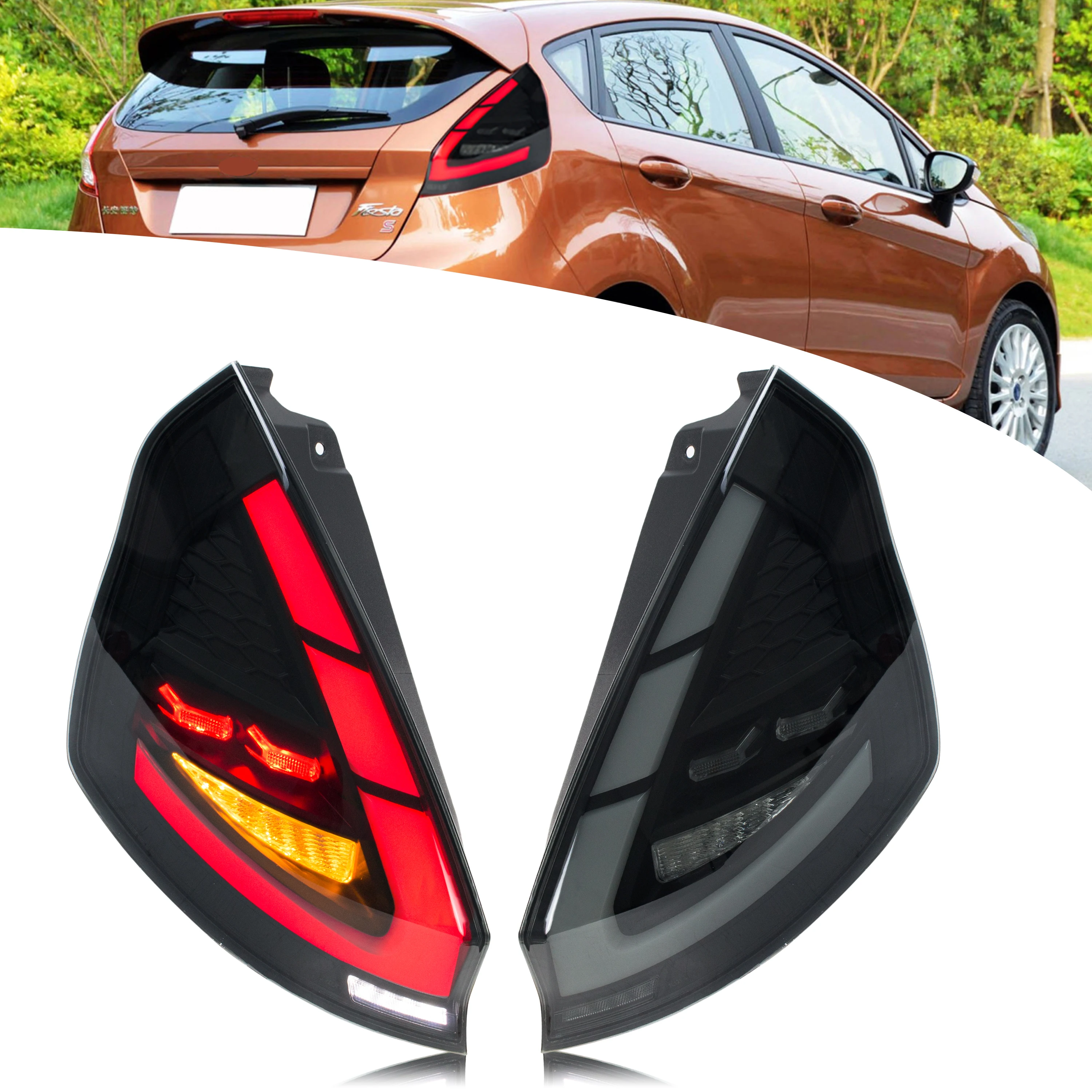 LED Tail Lights for Ford Fiesta 2013-2019 MK7 Hatchback Sequential Turn Signal Grey Rear Lamps Assembly
LED Tail Lights for Ford Fiesta 2013-2019 MK7 Hatchback Sequential Turn Signal Grey Rear Lamps Assembly