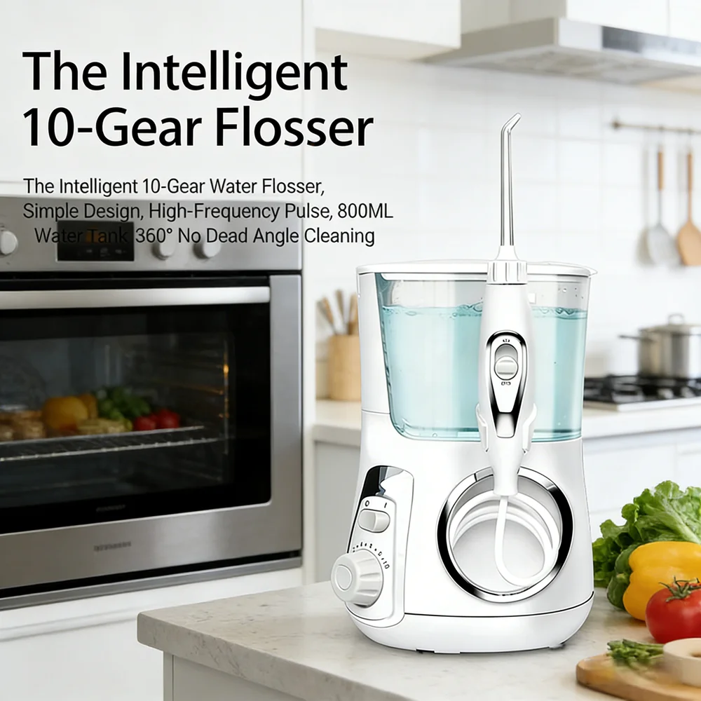 800ML Large Tank Electric Water Flosser 10 Modes 5 Replacement Nozzles Portable Dental Oral Irrigator for Teeth Cleaning
800ML Large Tank Electric Water Flosser 10 Modes 5 Replacement Nozzles Portable Dental Oral Irrigator for Teeth Cleaning