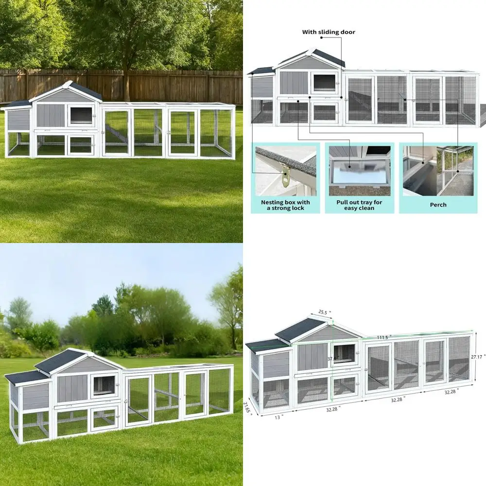 Большой уличный курятник для цыплят 2-6 лет, устойчивый к атмосферным воздействиям куриный домик с бегом, ящиком для гнезда и съемными функциями 
Большой уличный курятник для цыплят 2-6 лет, устойчивый к атмосферным воздействиям куриный домик с бегом, ящиком для гнезда и съемными функциями