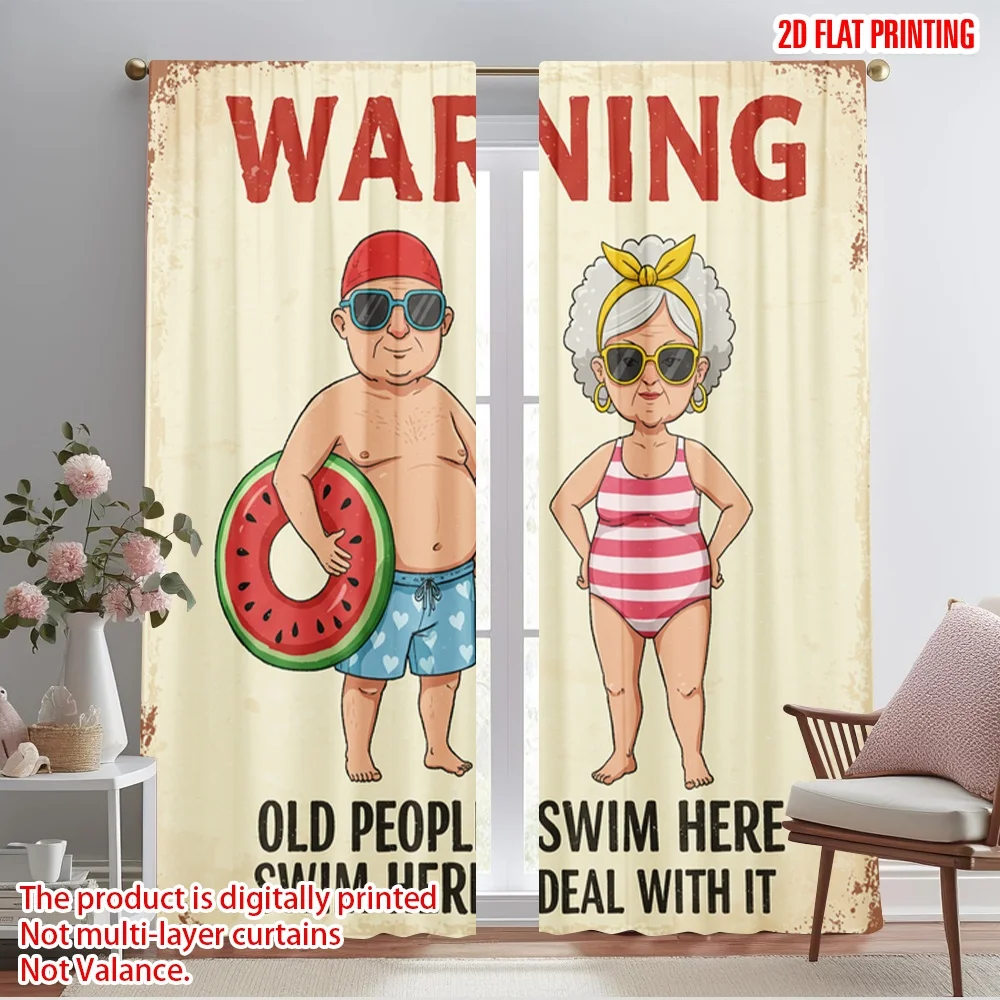 2pcs 2D flat printing Curtain Old People Swim Here Fabric Without Electricity Family Party Use for All Occasions
2pcs 2D flat printing Curtain Old People Swim Here Fabric Without Electricity Family Party Use for All Occasions