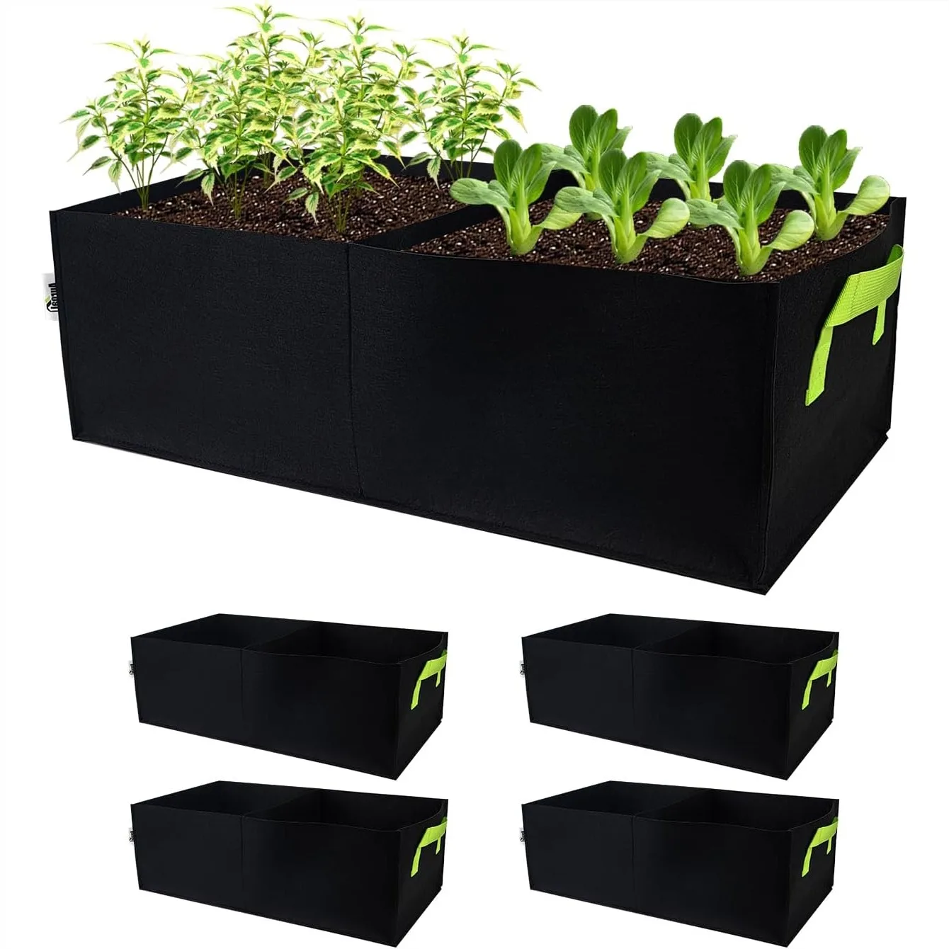 5 Pack 10 Gallon Rectangle Fabric Grow Bags with 2 Compartments for Outdoor Vegetables, Potatoes, and Flowers
5 Pack 10 Gallon Rectangle Fabric Grow Bags with 2 Compartments for Outdoor Vegetables, Potatoes, and Flowers