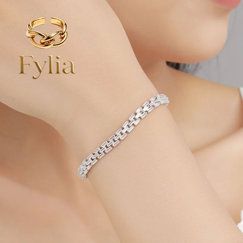 Fylia Jewelry Luxury Solid Platinum PT950 Women's Moissanite Full Diamond Bracelet Women's Tennis Chain Ladder Single Row Diam
Fylia Jewelry Luxury Solid Platinum PT950 Women's Moissanite Full Diamond Bracelet Women's Tennis Chain Ladder Single Row Diam