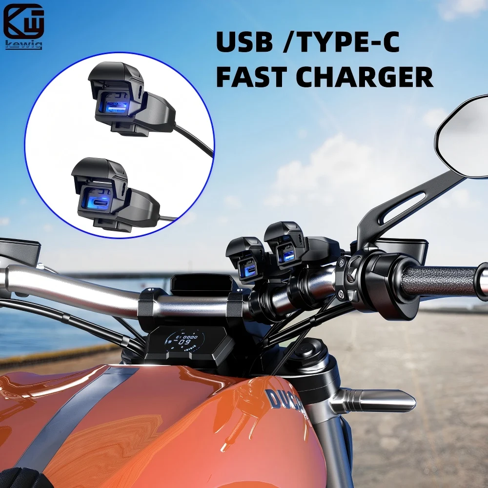 Kewig QC/PD 3.0 Motorcycle Fast Charger USB TYPE-C 36W 9V-24V Handlebar Switch Voltmeter Waterproof for Electronic Accessories
Kewig QC/PD 3.0 Motorcycle Fast Charger USB TYPE-C 36W 9V-24V Handlebar Switch Voltmeter Waterproof for Electronic Accessories